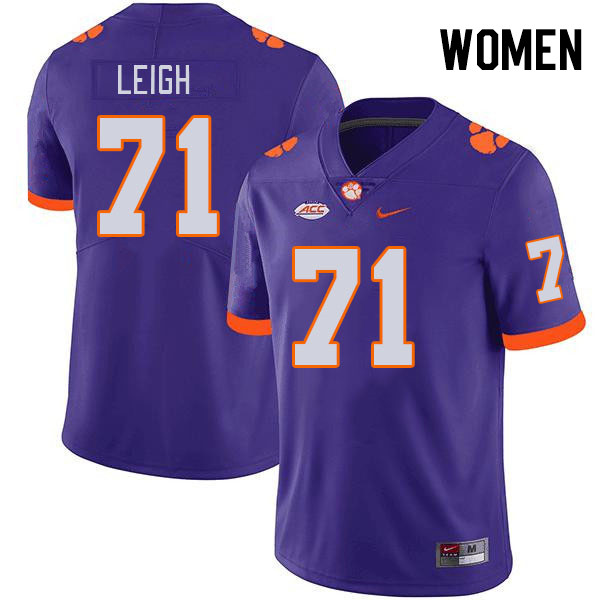 Women #71 Tristan Leigh Clemson Tigers College Football Jerseys Stitched-Purple - Click Image to Close